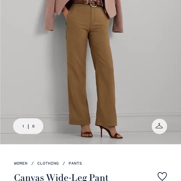 Ralph Lauren, Lauren Jeans Co. LRL, 16 100% Cotton, Canvas Wide-Leg Pant, HoneyT - Picture 1 of 13